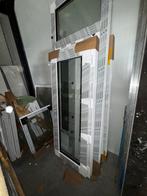 Deur met kozijn ernaast 9010 hout nerf binnenbuiten, 75 tot 150 cm, Kunststof, Nieuw, Deurkozijn