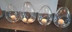 4 glazen eieren, terrarium,20 cm, decoratie,plantjes,eieren, Antiek en Kunst, Antiek | Glas en Kristal, Ophalen