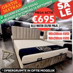 Korting Boxspring Opbergruimte Alle Maten Gratis Matras Sale, Crème, Ophalen of Verzenden, 180 cm, 200 cm