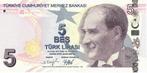 Turkije bankbiljet 5 Lira Mustafa Kemal Atatürk 2022 UNC, Verzenden, Overige landen, Los biljet