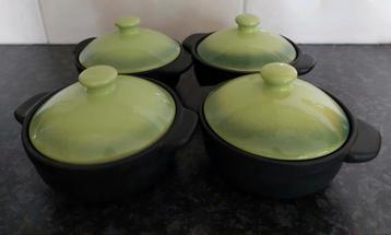 4 Kleine Dekschalen / Sausschaaltjes - Groen/Zwart beschikbaar voor biedingen