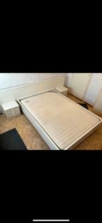 Bedframe (zonder matras), Huis en Inrichting, Slaapkamer | Bedden, Gebruikt, Wit, Tweepersoons, 140 cm