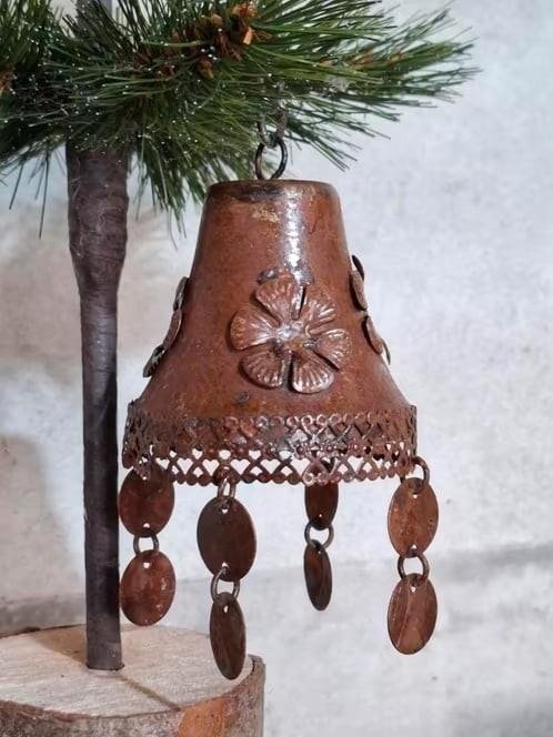 Oude metalen bel klokje muntjes india bellenband belletjes, Diversen, Kerst, Zo goed als nieuw, Ophalen of Verzenden