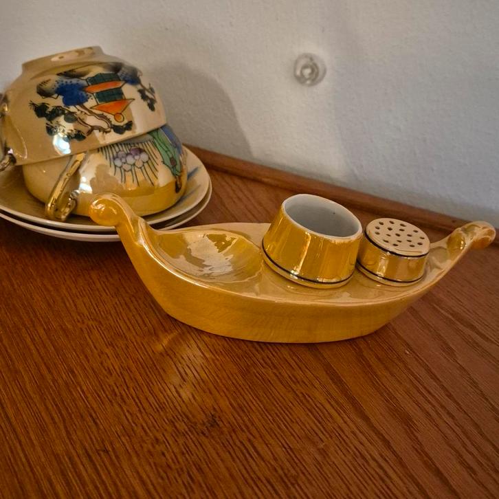 Vintage Japans Aardewerk Servies & Boot Vormige Set, Antiek en Kunst, Antiek | Keramiek en Aardewerk, Ophalen of Verzenden