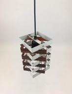 Vintage lamp Anvia J Hoogervorst metalen hanglamp, Gebruikt, Mid century modern dutch design, ., Ophalen of Verzenden