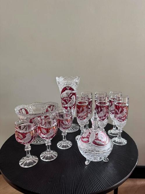 Set Bleikristal serie Red Bird/ Red Byrde, Antiek en Kunst, Antiek | Glas en Kristal, Ophalen