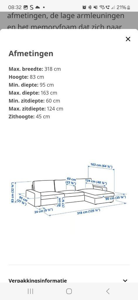 Ikea kivik bank maten zie foto, Huis en Inrichting, Banken | Bankstellen, Gebruikt, Vierpersoons of meer, 300 cm of meer, 75 tot 100 cm