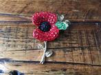 Klaproos/ Poppy emaille goudkleurige broche., Ophalen of Verzenden, Zo goed als nieuw, Goud, Overige materialen