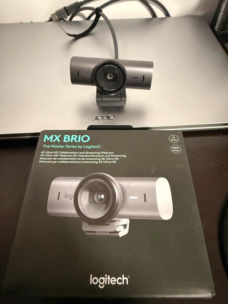 Logitech MX Brio Webcam - Nieuwstaat, Computers en Software, Webcams, Zo goed als nieuw, Bedraad, ChromeOS, Monitorclip, Ophalen of Verzenden