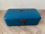 Vintage blauwe emaille broodtrommel., Antiek en Kunst, Ophalen of Verzenden