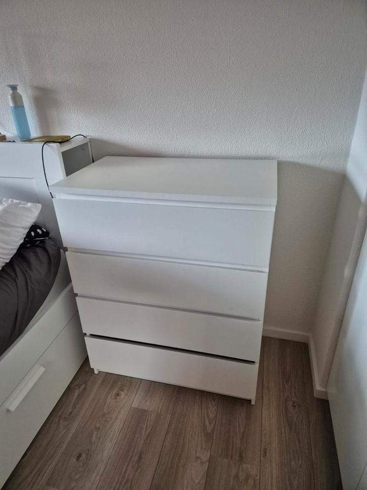 2x IKEA Malm ladekast met 4 lades - wit (gebruikt), Huis en Inrichting, Kasten | Ladekasten, Gebruikt, Minder dan 100 cm, 50 tot 100 cm