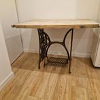 Tafeltje van oude naaimachine met steenschot blad, Ophalen, Gebruikt, 50 tot 100 cm, 100 tot 150 cm