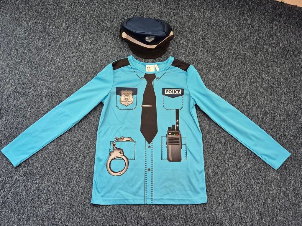 GRATIS ophalen: Carnaval politie shirt en pet maat 134/140, Ophalen, Zo goed als nieuw, 134 t/m 140, Jongen of Meisje