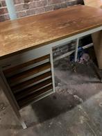 Stalen bureau hout bladmet 5 lades -, Ophalen, Gebruikt, Bureau