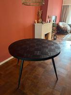 Houten eettafel met stalen onderstel - 120cm, Huis en Inrichting, Tafels | Eettafels, Ophalen, 100 tot 150 cm, Rond, Zo goed als nieuw