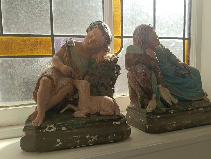 Set prachtige brocante kniel engelen kindje jezus en janneke, Antiek en Kunst, Curiosa en Brocante, Ophalen of Verzenden