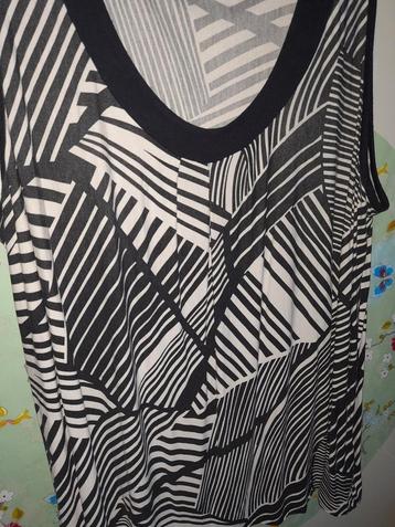Zwart Witte Top / Mouwloos Hemd XXL 52 54 Viscose beschikbaar voor biedingen