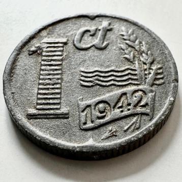 1 cent munt  1942 Tweede Wereldoorlog zink 5 stuk beschikbaar voor biedingen