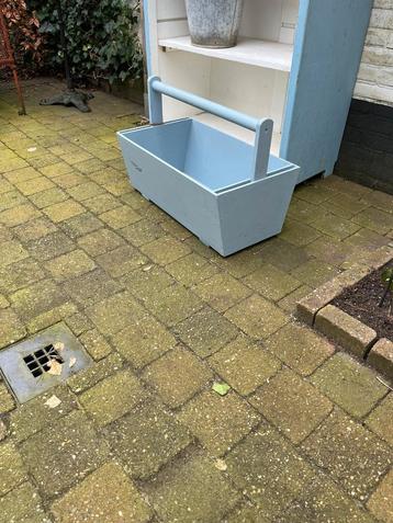 Grote houten gereedschapskist vintage brocant  beschikbaar voor biedingen