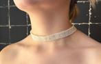 Art Deco diamant slot goud platina parel antiek ketting dame, Ophalen of Verzenden, Goud, Ketting, Met edelsteen