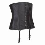 Echt leren corset model 05 waist cincher in xs t/m 6xl, Ophalen of Verzenden, Body of Korset, Zwart