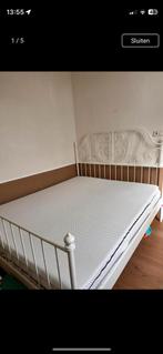 Wit Metalen Bedframe 160x200, Huis en Inrichting, Slaapkamer | Bedden, Ophalen, Gebruikt, Wit, Tweepersoons