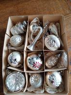 doos nr groen 6 oude kerstballen zilveren glazen, Diversen, Ophalen of Verzenden, Gebruikt