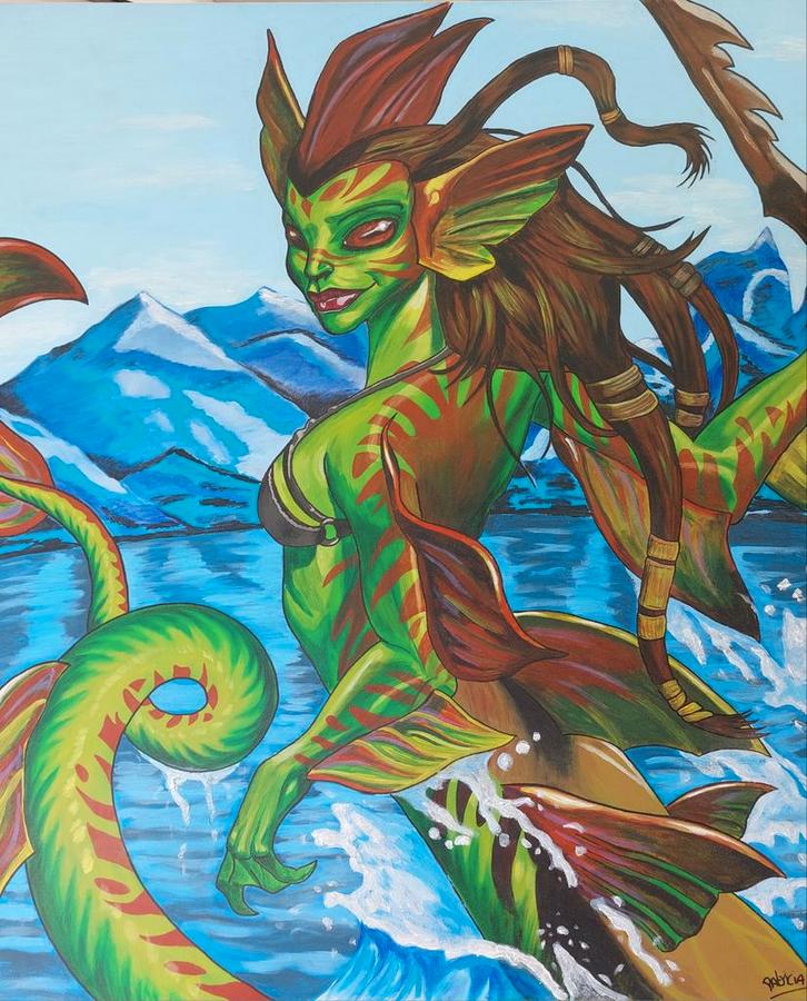 Merfolk Queen - Fantasy Schilderij, Huis en Inrichting, Woonaccessoires | Schilderijen, Tekeningen en Foto's, Ophalen