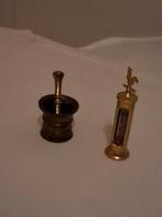 2 koperen miniaturen vijzel en thermometer, Ophalen of Verzenden