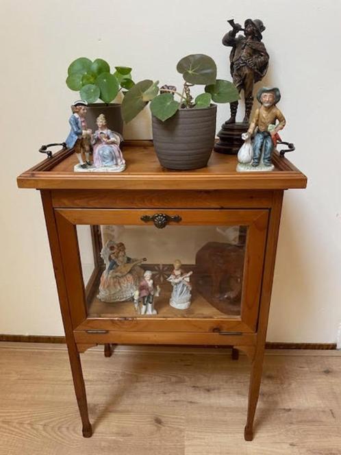 Antiek/vintage theekastje, vitrinekastje, kastje, Huis en Inrichting, Kasten | Vitrinekasten, Gebruikt, Minder dan 100 cm, 50 tot 100 cm