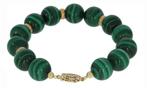 Malachiet edelsteen dames armband 14k gouden slot bollen