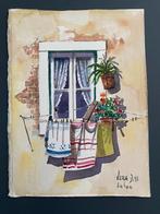 Original watercolor painting - Lisbon window scene, Ophalen