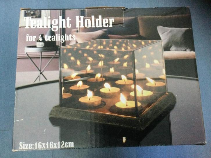 Glazen Cube Theelichtje Kaarshouder, Huis en Inrichting, Woonaccessoires | Kandelaars en Kaarsen, Nieuw, Kandelaar, Minder dan 25 cm