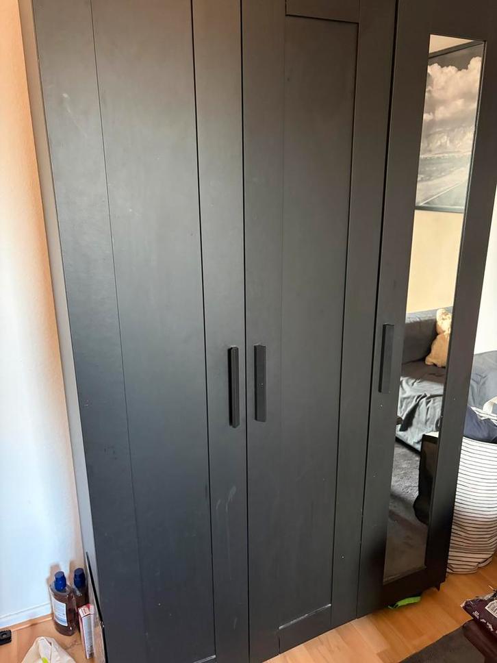 Zwarte kledingkast met spiegeldeur, Huis en Inrichting, Kasten | Kledingkasten, Gebruikt, 150 tot 200 cm, 100 tot 150 cm, 50 tot 75 cm