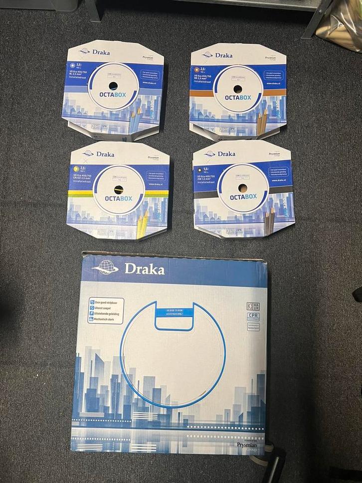 Draka installatiedraad divers (100 m), Doe-het-zelf en Verbouw, Elektra en Kabels, Nieuw, Kabel of Snoer, Ophalen of Verzenden