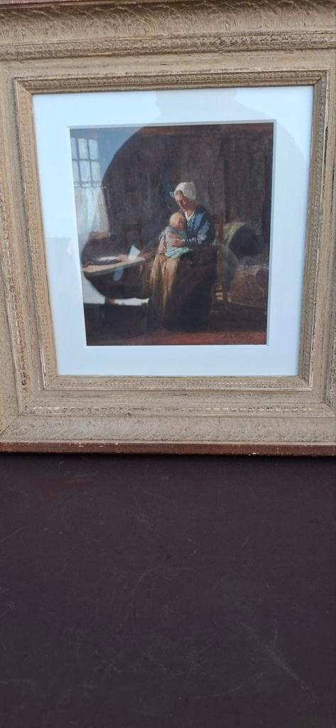 aquarel Moeder en kind door H.M. Krabbé Larense School, Antiek en Kunst, Kunst | Schilderijen | Klassiek, Ophalen of Verzenden