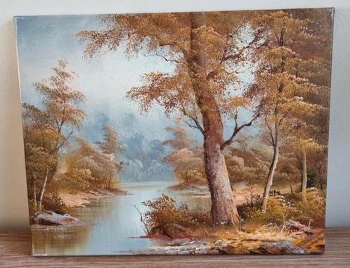 Schilderij landschap, Huis en Inrichting, Woonaccessoires | Schilderijen, Tekeningen en Foto's, Schilderij, Minder dan 50 cm, Minder dan 50 cm