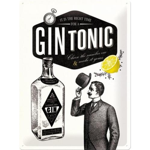 Gin en Tonic man citroen relief reclamebord van metaal deco, Huis en Inrichting, Woonaccessoires | Wanddecoraties, Nieuw, Ophalen of Verzenden