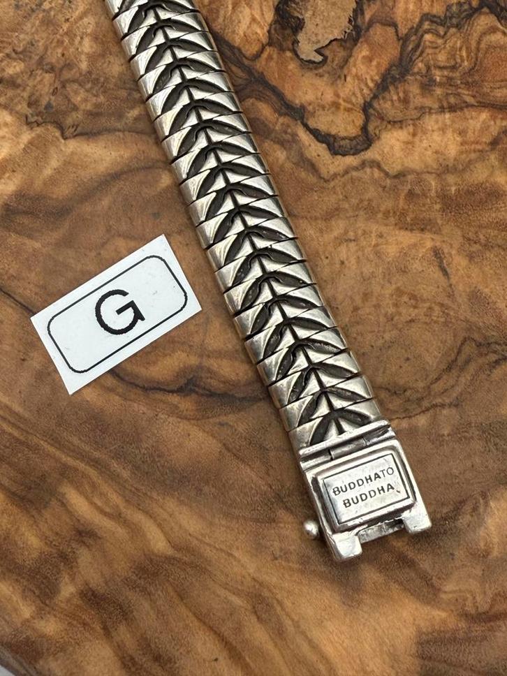 “KOMANG” buddha to buddha 23cm, maat: G “GEPOLIJST”, Sieraden, Tassen en Uiterlijk, Armbanden, Zo goed als nieuw, Zilver, Zilver