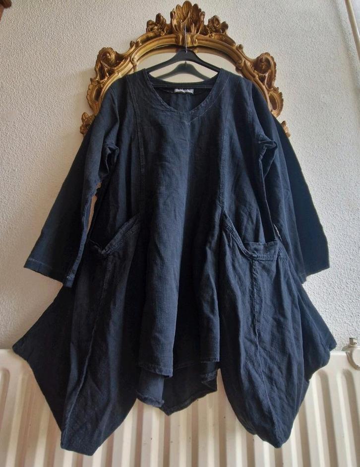 Kekoo wax zwart wijde punten a lijn tuniek met grote zakken, Kleding | Dames, Grote Maten, Zo goed als nieuw, Blouse of Tuniek