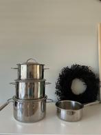 SPRING pannen, Huis en Inrichting, Keuken | Potten en Pannen, Ophalen, Zo goed als nieuw, Rvs, Pannenset