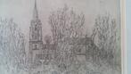 Oude ets van de R.K. kerk in Nootdorp., Antiek en Kunst, Kunst | Etsen en Gravures, Ophalen of Verzenden