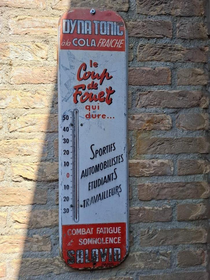 Prachtige oude publicitaire thermometer Dyna Tonic à la Cola, Verzamelen, Merken en Reclamevoorwerpen, Zo goed als nieuw, Reclamebord