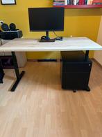 Professioneel ergonomisch bureau met verrijdbare ladeblok, In hoogte verstelbaar, Zo goed als nieuw, Ophalen, Bureau
