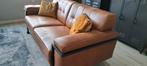 Bankstel zadelleder cognac kleur, incl.hocker., Huis en Inrichting, Banken | Bankstellen, Ophalen of Verzenden, Zo goed als nieuw
