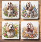 Engelse Cockerspaniël Lente onderzetters met houder, Ophalen of Verzenden, Nieuw, Glas of Kopje