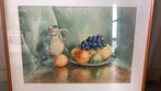 Aquarel Stilleven met Fruit en Kan, Ophalen of Verzenden