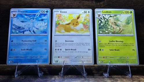 Leafeon/Eevee/Glaceon setje uit Twilight Masquerade, Hobby en Vrije tijd, Verzamelkaartspellen | Pokémon, Nieuw, Meerdere kaarten