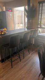 3 barkrukken/stoelen zwart velvet, Huis en Inrichting, Barkrukken, Ophalen, Zo goed als nieuw