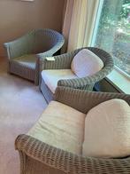 3 Rieten Stoelen Lichtgrijs - Goede Staat!, Ophalen, Gebruikt, 75 tot 100 cm, Riet of Rotan